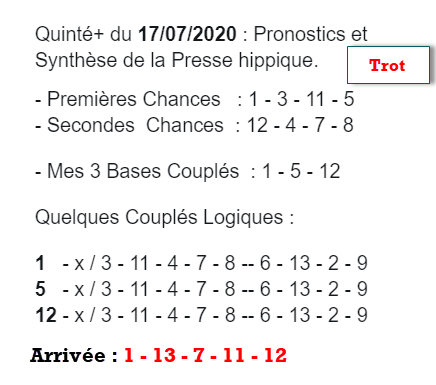 Pronos du 17-07-2020