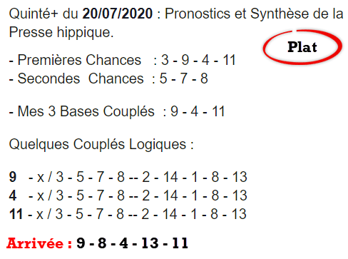 Pronos du 20-07-2020