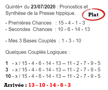 Pronos du 23-07-2020