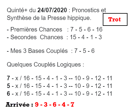 Pronos du 24-07-2020