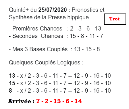 Pronos du 25-07-2020