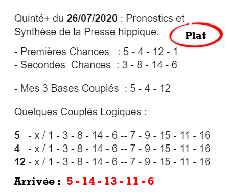 Pronos du 26-07-2020
