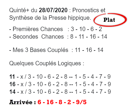 Pronos du 28-07-2020